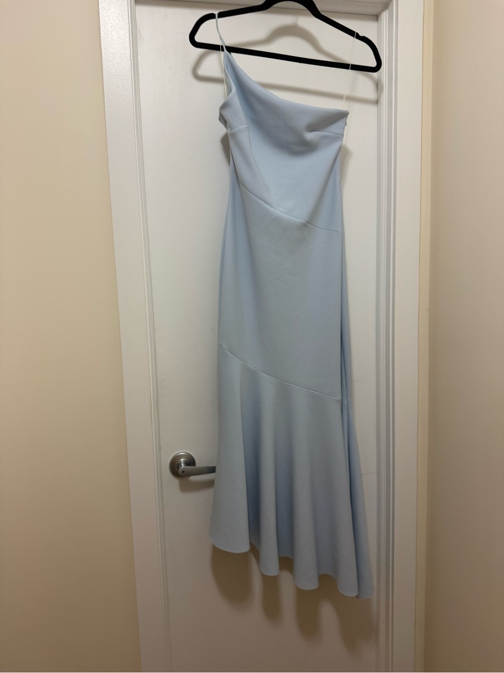 Asymmetric One-Shoulder Light Blue Evening Dress - Picture 4 of 7